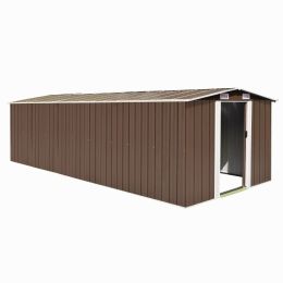 Garden Shed 101.2"x228.3"x71.3" Metal Brown