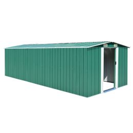 Garden Shed 101.2"x228.3"x71.3" Metal Green