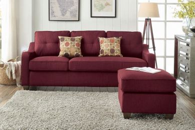Cleavon II Sectional Sofa & 2 Pillows in Red Linen  YJ