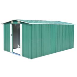 Garden Shed 101.2"x156.7"x70.1" Metal Green