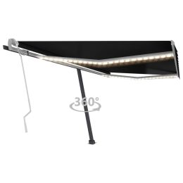 Manual Retractable Awning with LED 157.5"x118.1" Anthracite