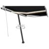Manual Retractable Awning with LED 118.1"x98.4" Anthracite