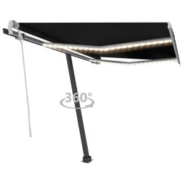 Manual Retractable Awning with LED 118.1"x98.4" Anthracite