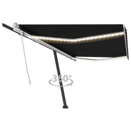 Manual Retractable Awning with LED 196.9"x118.1" Anthracite
