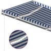 Manual Retractable Awning with LED 157.5"x118.1" Blue and White