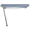Freestanding Manual Retractable Awning 157.5"x118.1" Blue/White