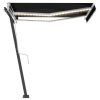 Manual Retractable Awning with LED 118.1"x98.4" Anthracite