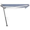 Manual Retractable Awning with LED 157.5"x118.1" Blue and White