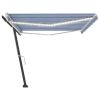 Manual Retractable Awning with LED 196.9"x118.1" Blue and White