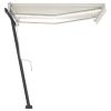 Manual Retractable Awning with LED 118.1"x98.4" Cream