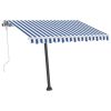 Manual Retractable Awning with LED 118.1"x98.4" Blue and White