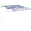 Manual Retractable Awning with LED 118.1"x98.4" Blue and White