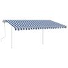 Manual Retractable Awning with Posts 157.5"x118.1" Blue and White