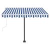Manual Retractable Awning with LED 118.1"x98.4" Blue and White