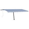 Manual Retractable Awning with LED 196.9"x118.1" Blue and White
