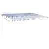 Manual Retractable Awning with LED 196.9"x118.1" Blue and White