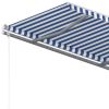 Manual Retractable Awning with Posts 157.5"x118.1" Blue and White