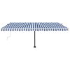 Manual Retractable Awning with LED 196.9"x118.1" Blue and White