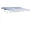 Freestanding Manual Retractable Awning 157.5"x118.1" Blue/White