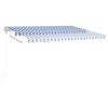 Manual Retractable Awning with LED 157.5"x118.1" Blue and White