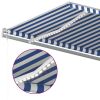 Manual Retractable Awning with LED 196.9"x118.1" Blue and White