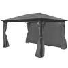 Gazebo with Curtain Anthracite Aluminum 157.5"x118.1"
